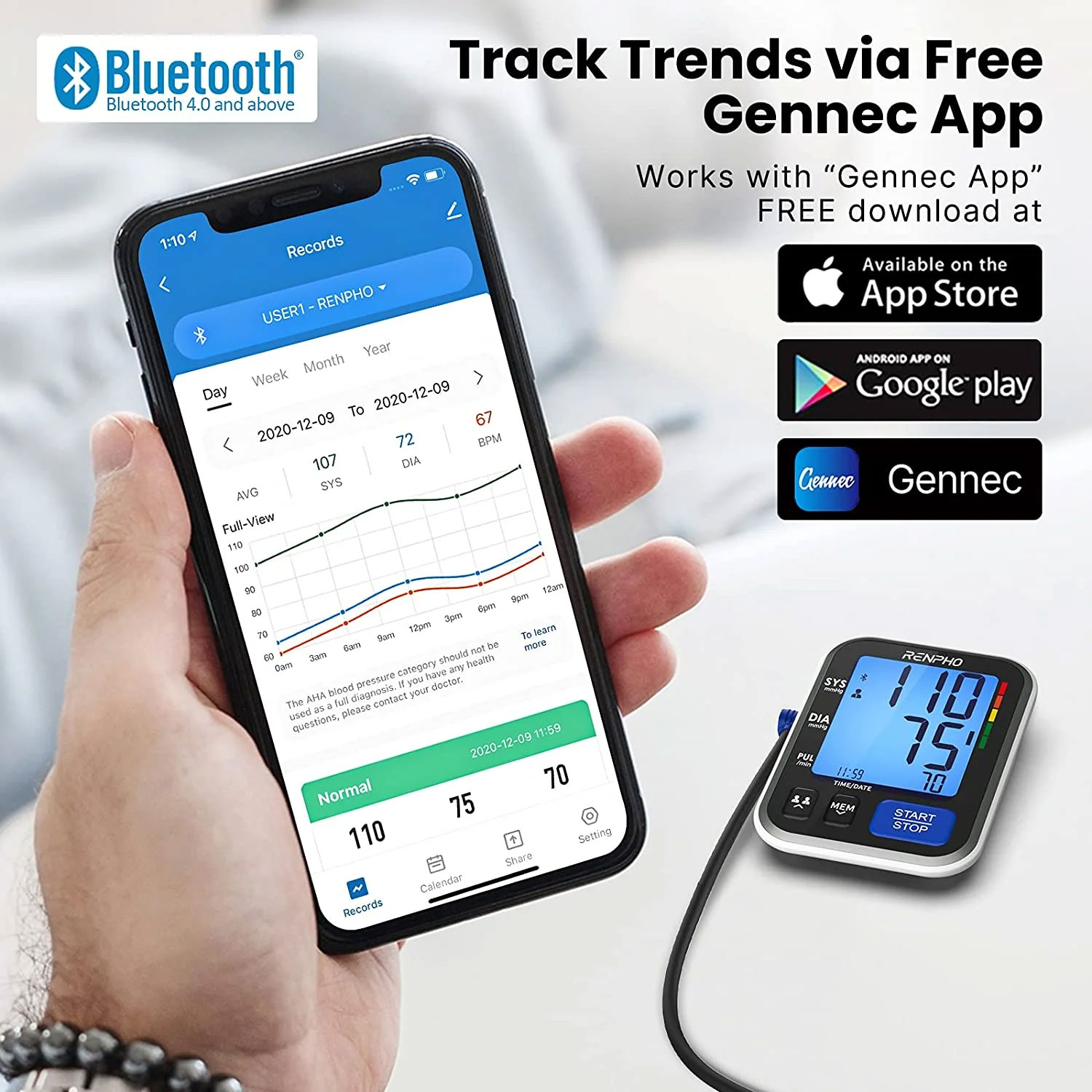 RENPHO Bluetooth Upper Arm Blood Pressure Monitor - Image 3